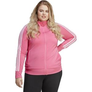 imageadidas Essentials WarmUp Tricot Slim 3Stripes Track Jacket Plus Size WomensPulse MagentaWhite