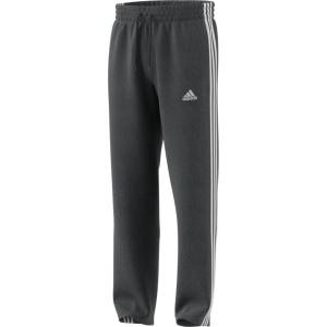 imageadidas Mens Essentials 3Stripes Fleece Open Hem PantsDark Grey Heather
