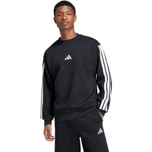 imageadidas Mens Essentials 3Stripes Fleece SweatshirtBlackWhiteBlack
