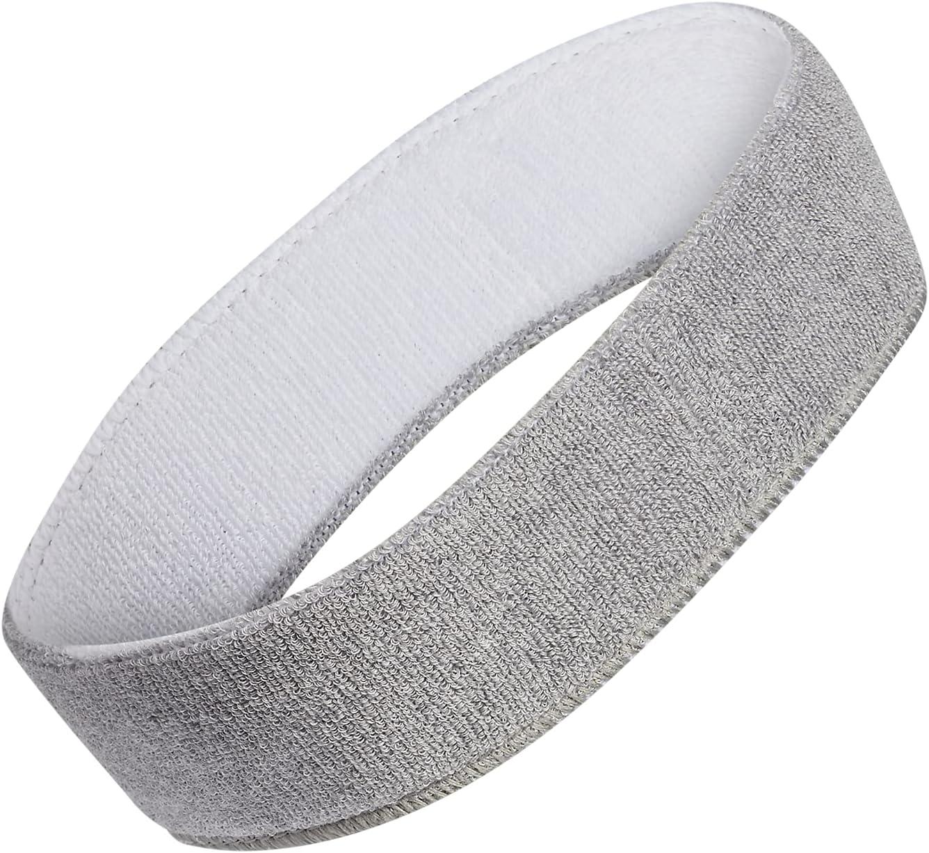 imageAdidas UnisexAdult Interval Reversible Elastic Sweat Headband for Men and Women DiscontinuedHeather Light GreyWhite