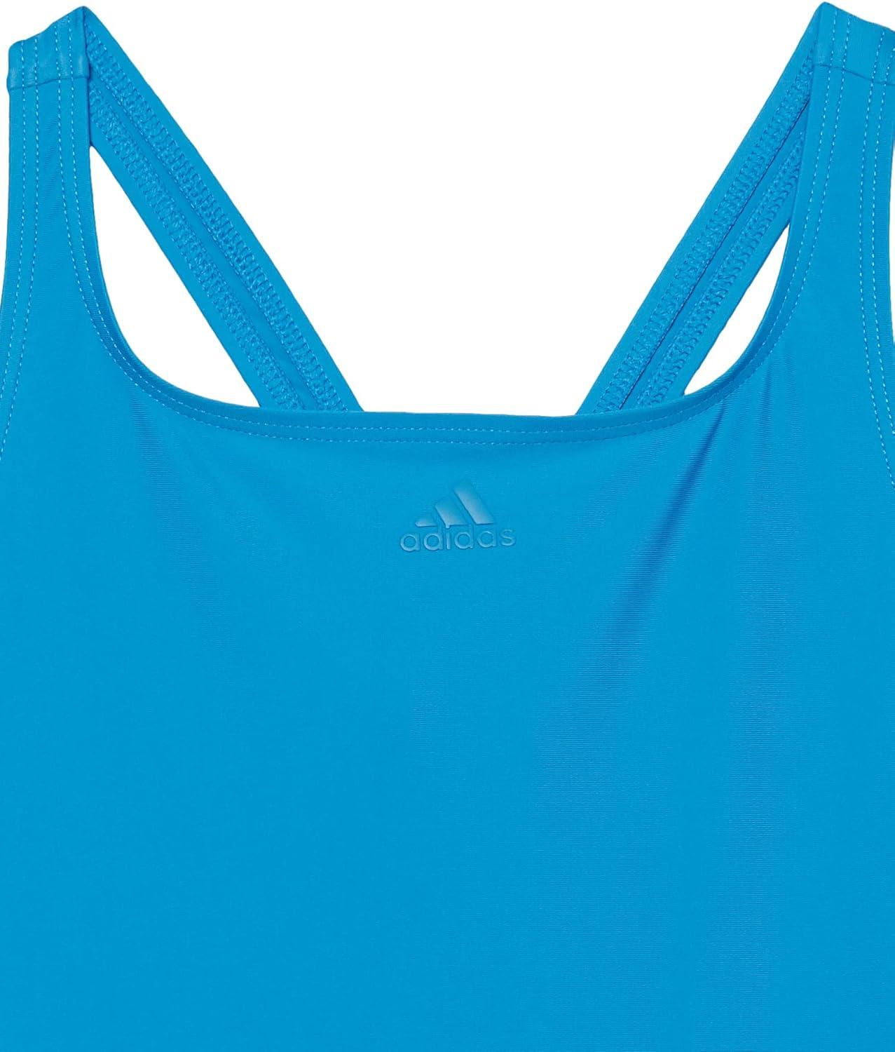 imageadidas Girls Classic 3Stripes SwimsuitHigh BlueWhite