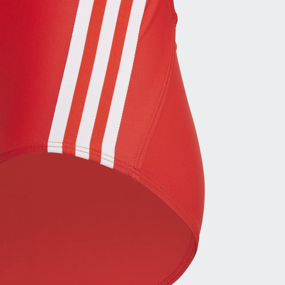 imageadidas Girls Classic 3Stripes SwimsuitVivid RedWhite
