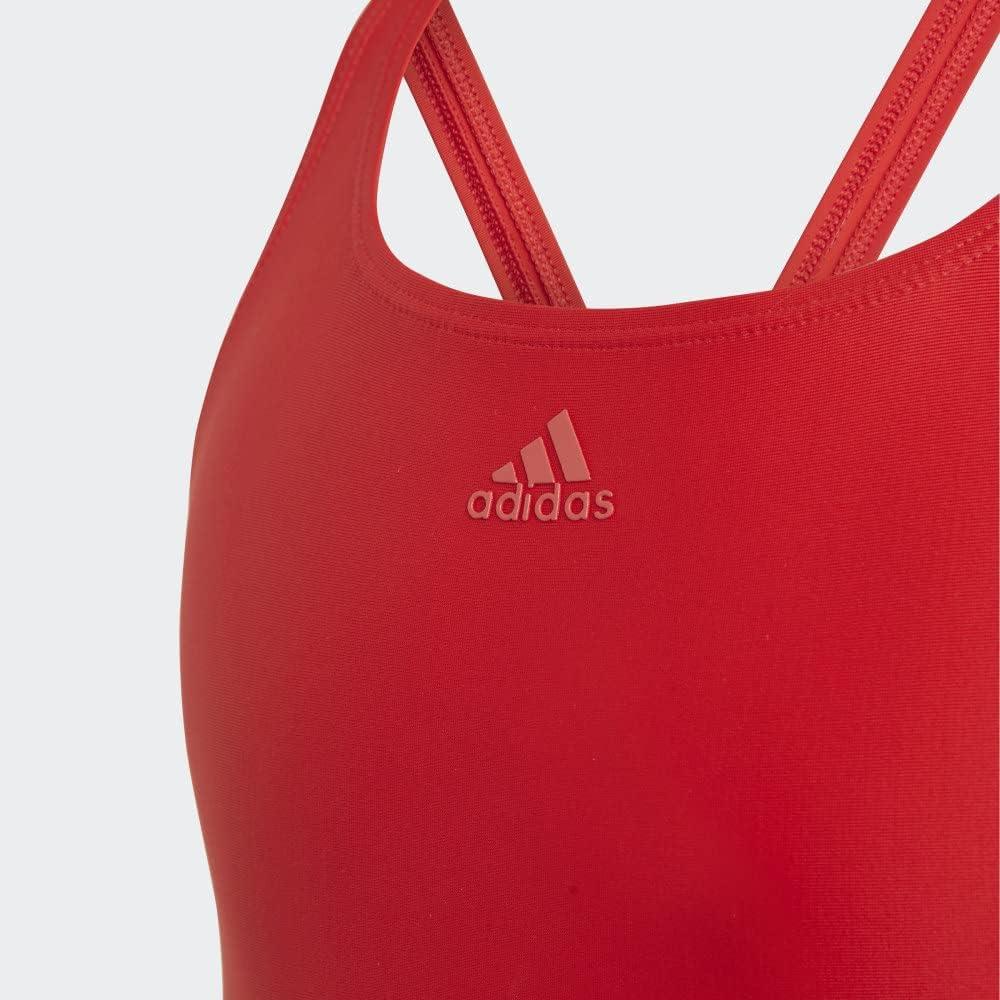 imageadidas Girls Classic 3Stripes SwimsuitVivid RedWhite
