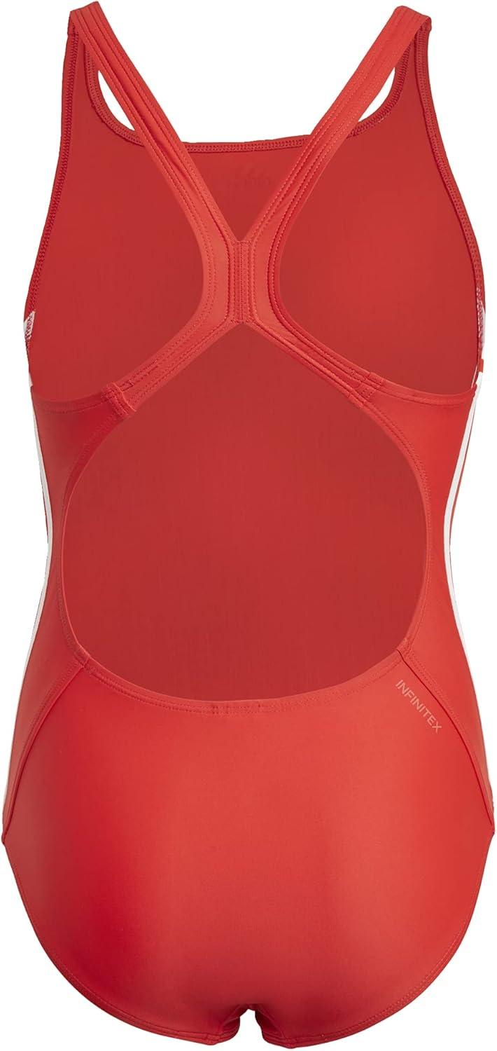 imageadidas Girls Classic 3Stripes SwimsuitVivid RedWhite
