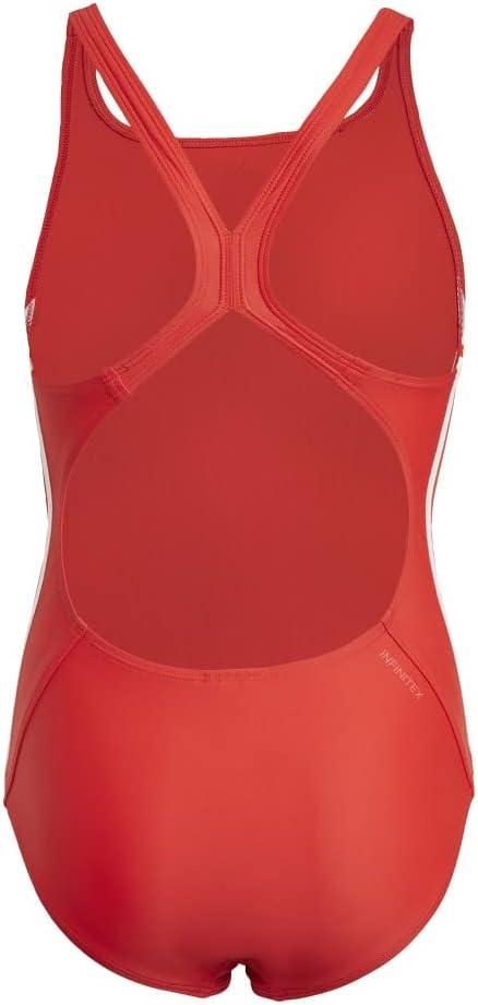 imageadidas Girls Classic 3Stripes SwimsuitVivid RedWhite