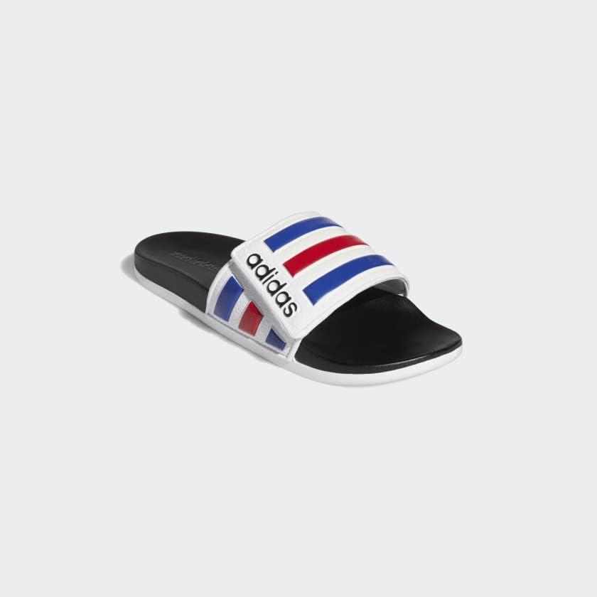 imageadidas Mens Adilette Comfort Adjustable Slides SandalWhiteTeam Royal BlueScarlet