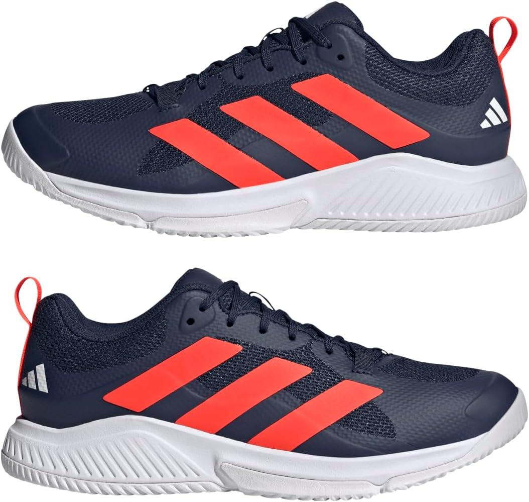 imageadidas Mens Court Team Bounce 20 Indoor ShoeTeam Navy Blue 2 Solar Red Ftwr White