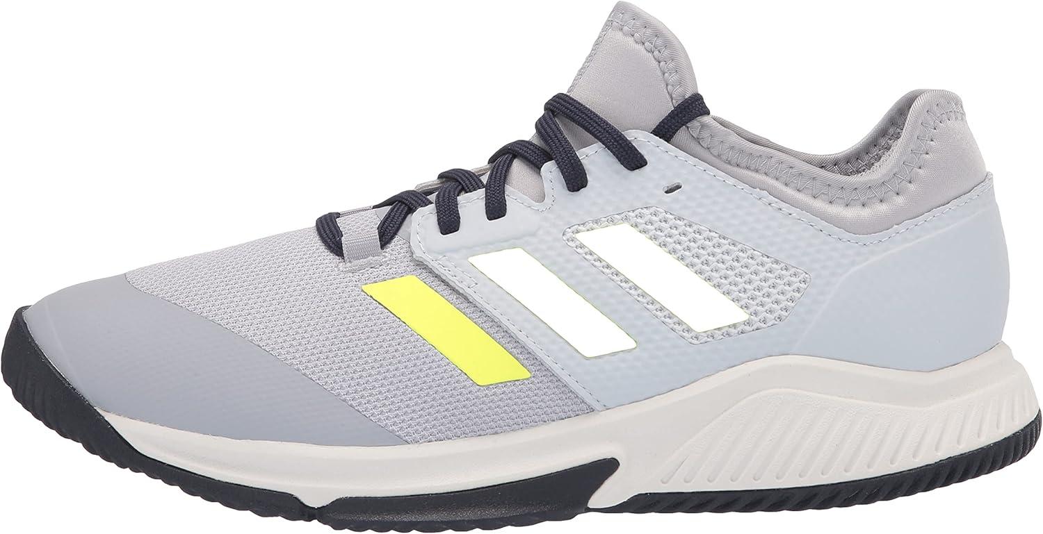 imageadidas Mens Court Team BounceVolleyball ShoeHalo SilverYellowHalo Blue