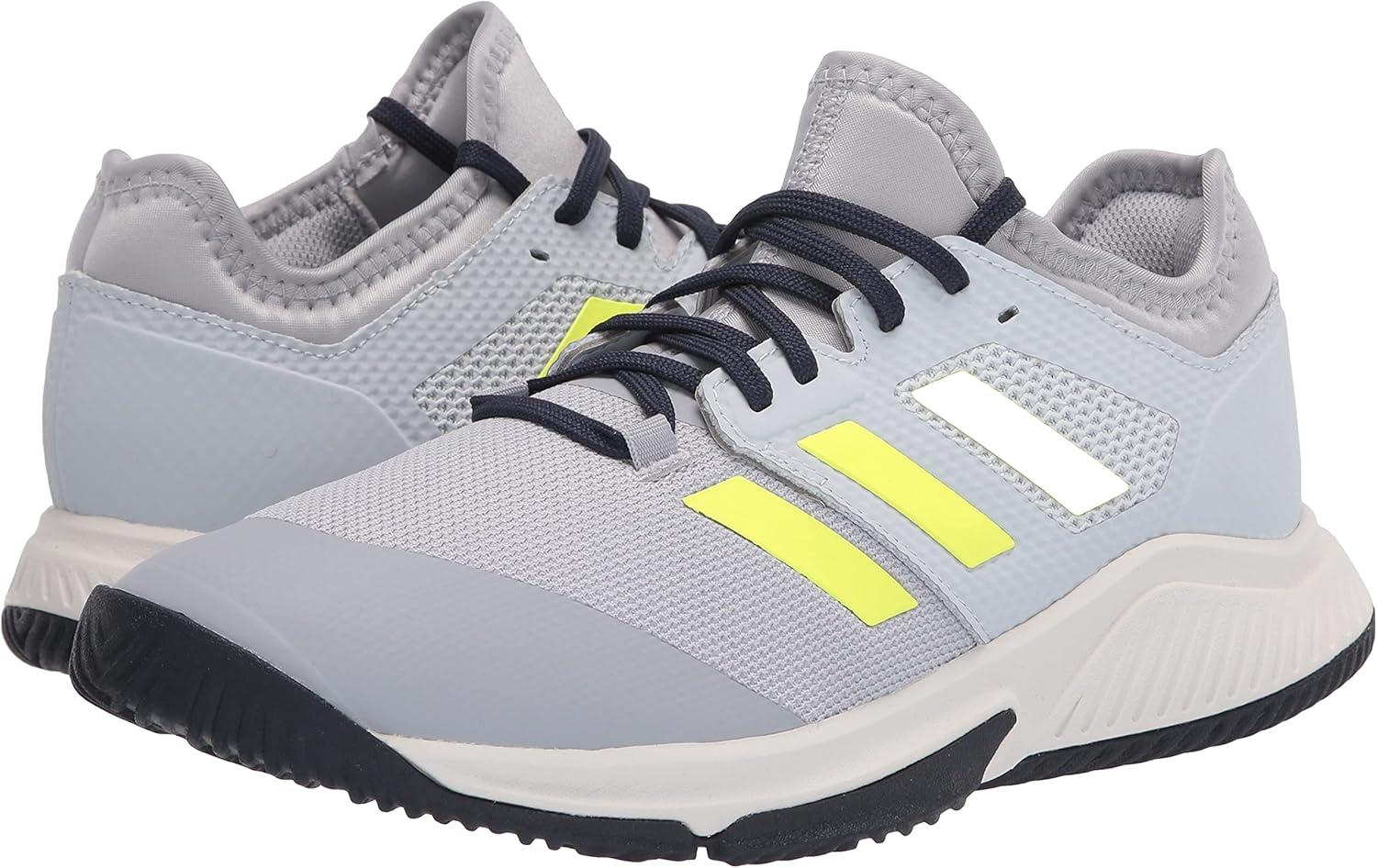 imageadidas Mens Court Team BounceVolleyball ShoeHalo SilverYellowHalo Blue