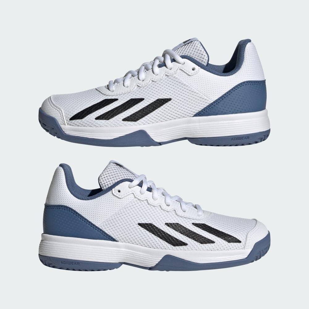 imageadidas UnisexChild Courtflash SneakersSneakerWhiteBlackCrew Blue