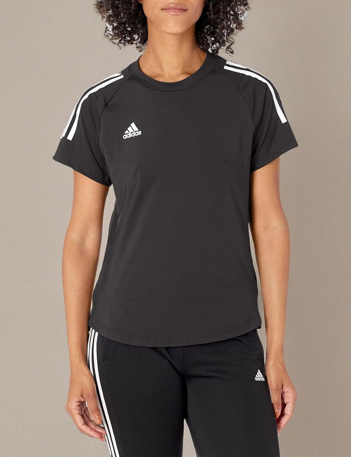 imageadidas Womens Hi Low Jersey Short SleeveBlackWhite