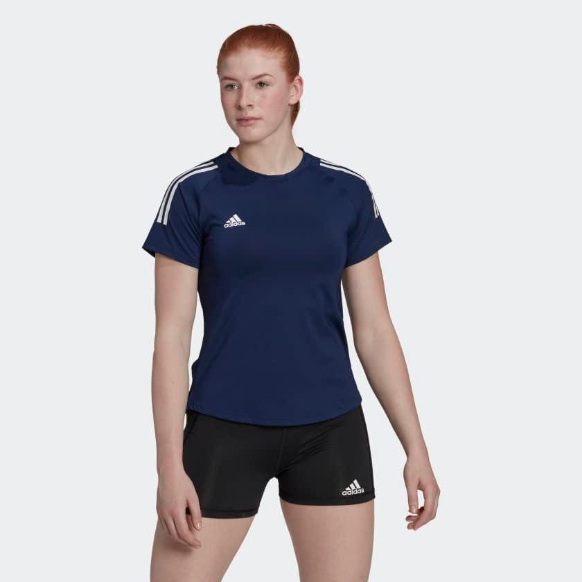 imageadidas Womens Hi Low Jersey Short SleeveTeam Navy BlueWhite