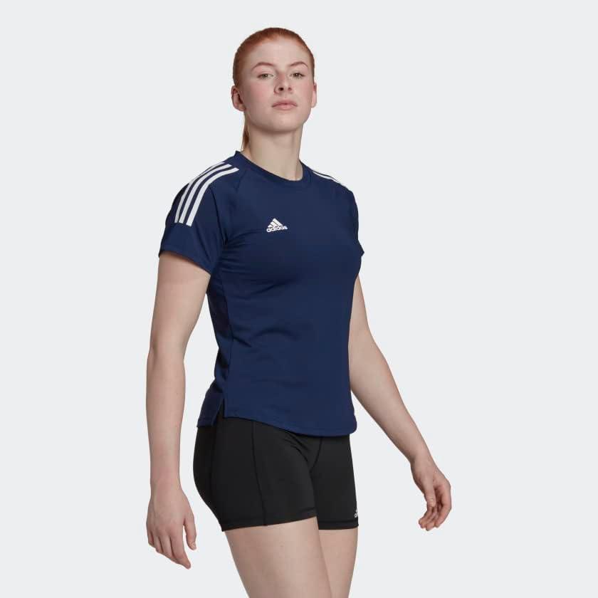 imageadidas Womens Hi Low Jersey Short SleeveTeam Navy BlueWhite