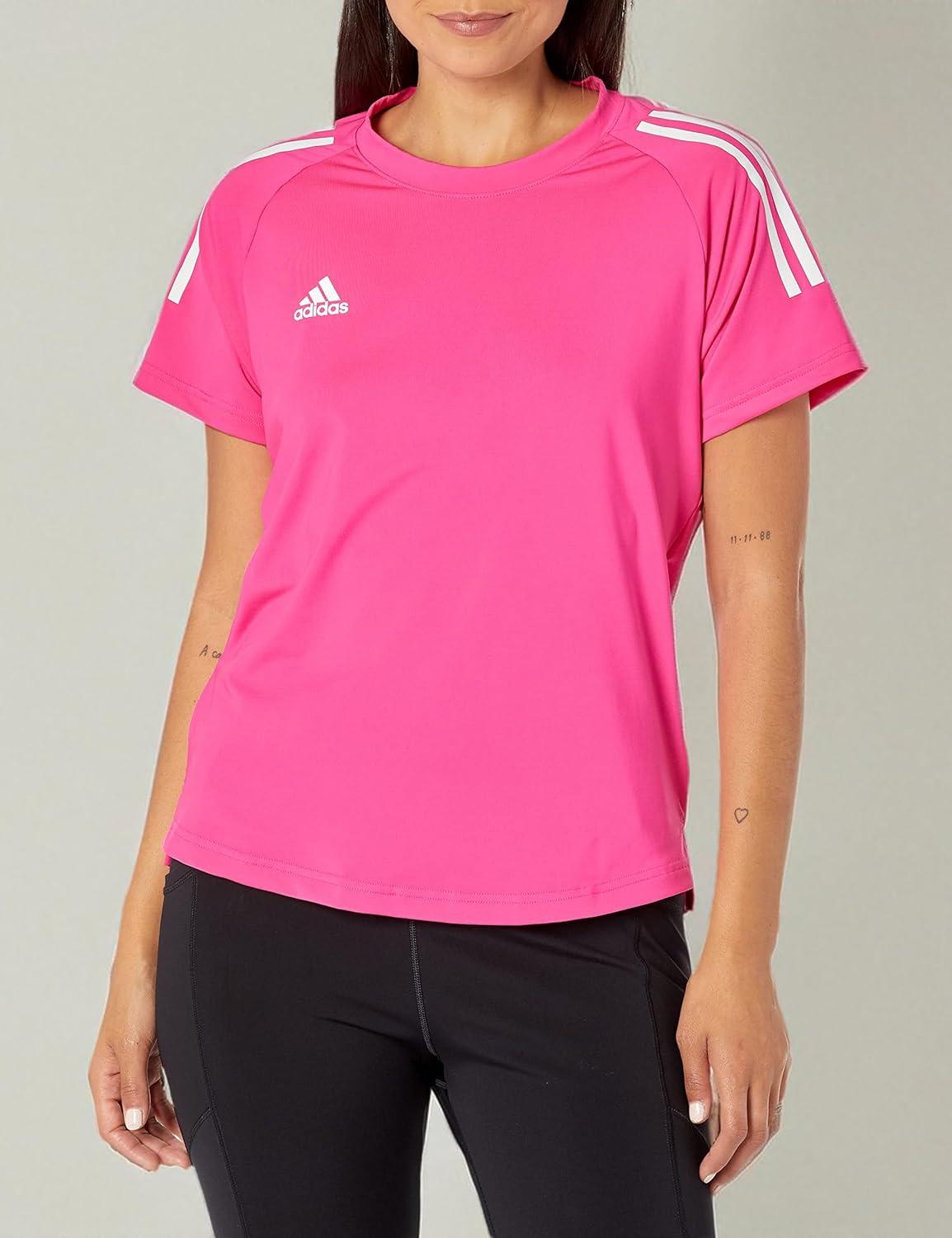 imageadidas Womens Hi Low Jersey Short SleeveTeam Shock PinkWhite
