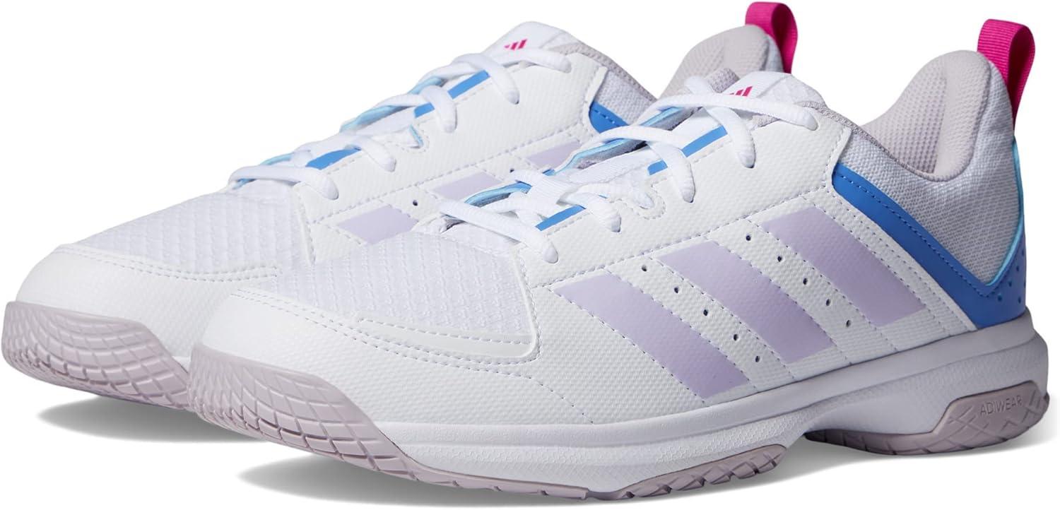 imageadidas Womens Ligra 7 Indoor Court ShoeWhiteSilver DawnBlue Fusion