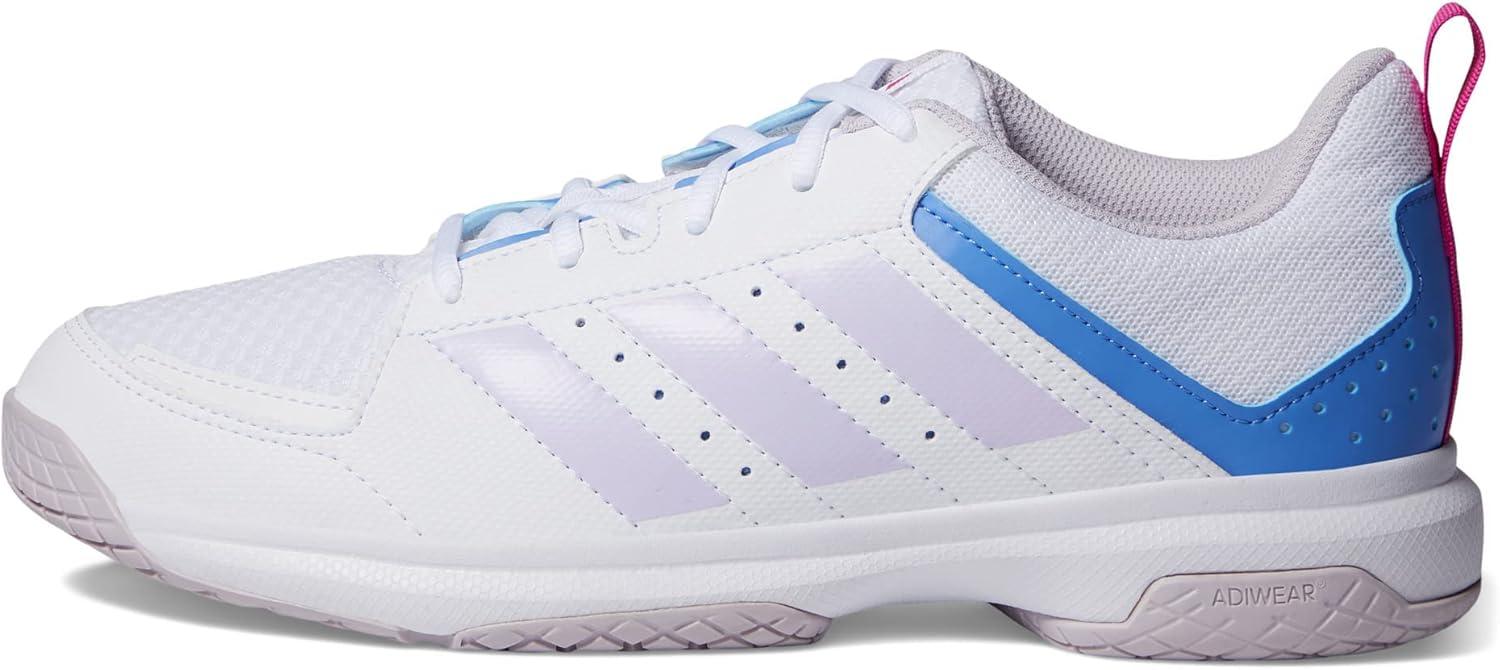 imageadidas Womens Ligra 7 Indoor Court ShoeWhiteSilver DawnBlue Fusion