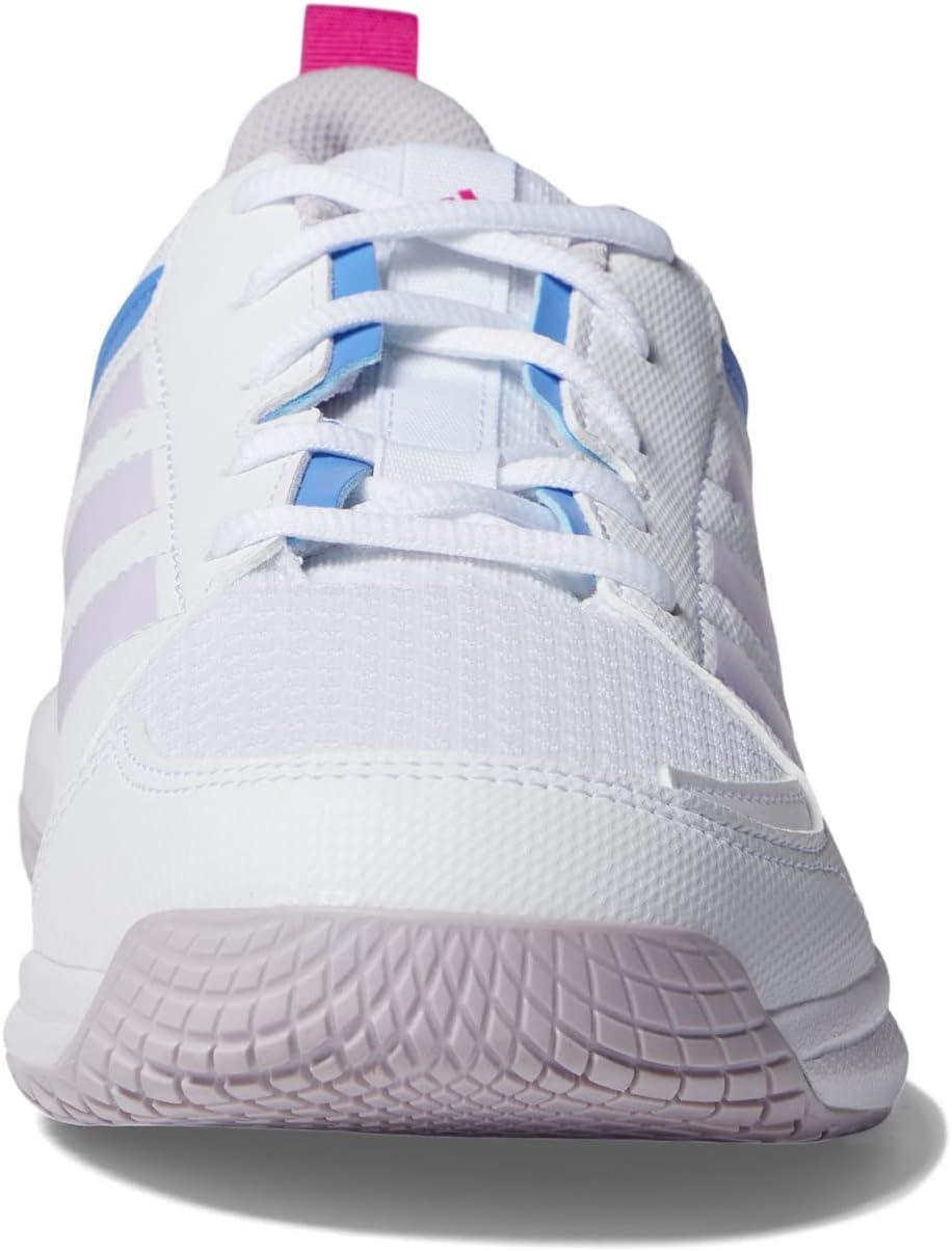 imageadidas Womens Ligra 7 Indoor Court ShoeWhiteSilver DawnBlue Fusion
