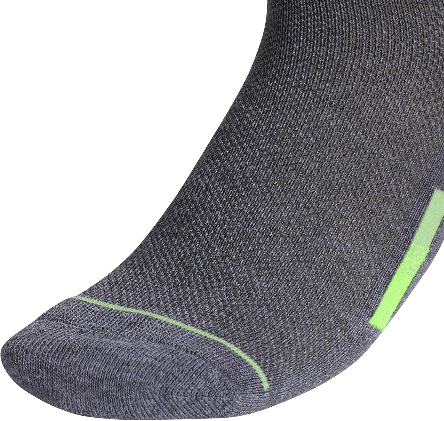 imageadidas Womens Superlite Stripe 30 Low Cut Socks 3Pair Athletic Fit with Arch CompressionHeather GreyGreen SparkOrange Tint