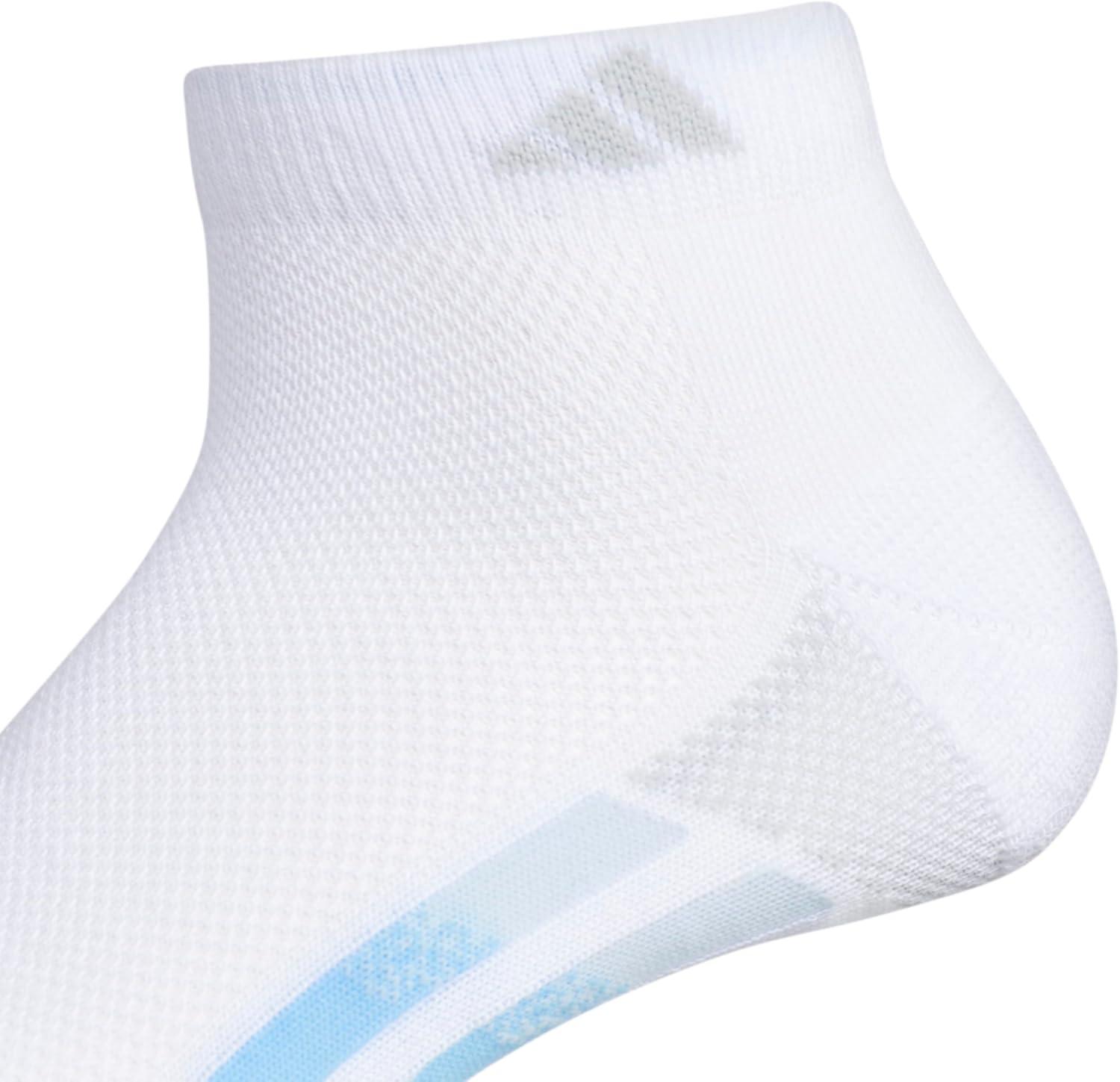 imageadidas Womens Superlite Stripe 30 Low Cut Socks 3Pair Athletic Fit with Arch CompressionWhiteClear BlueMagic Lilac Purple