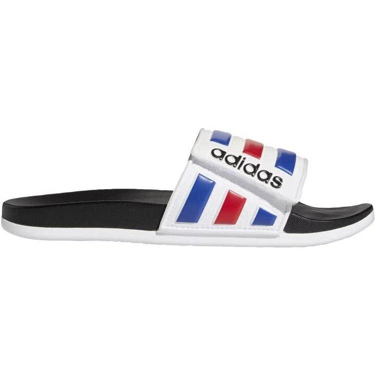imageadidas Mens Adilette Comfort Adjustable Slides SandalWhiteTeam Royal BlueScarlet