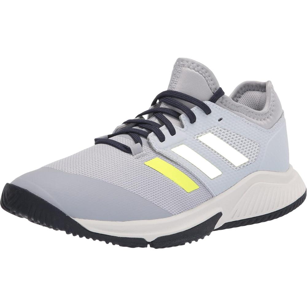 imageadidas Mens Court Team BounceVolleyball ShoeHalo SilverYellowHalo Blue