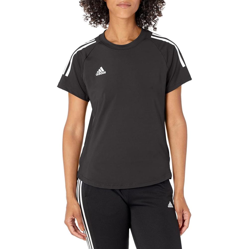 imageadidas Womens Hi Low Jersey Short SleeveBlackWhite