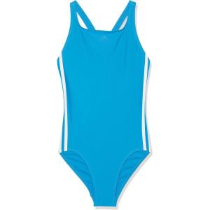 imageadidas Girls Classic 3Stripes SwimsuitHigh BlueWhite