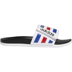 imageadidas Mens Adilette Comfort Adjustable Slides SandalWhiteTeam Royal BlueScarlet