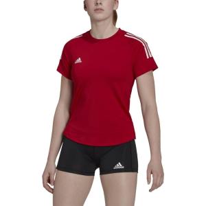 imageadidas Womens Hi Low Jersey Short SleeveTeam Power RedWhite