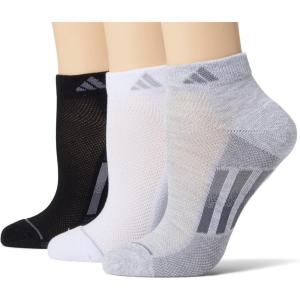 imageadidas Womens Superlite Stripe 30 Low Cut Socks 3Pair Athletic Fit with Arch CompressionBlackWhiteCool Light Heather