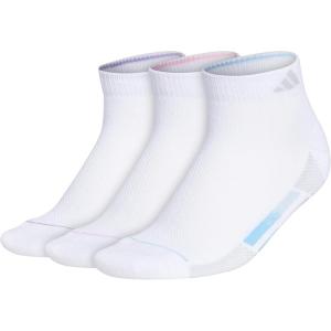 imageadidas Womens Superlite Stripe 30 Low Cut Socks 3Pair Athletic Fit with Arch CompressionWhiteClear BlueMagic Lilac Purple
