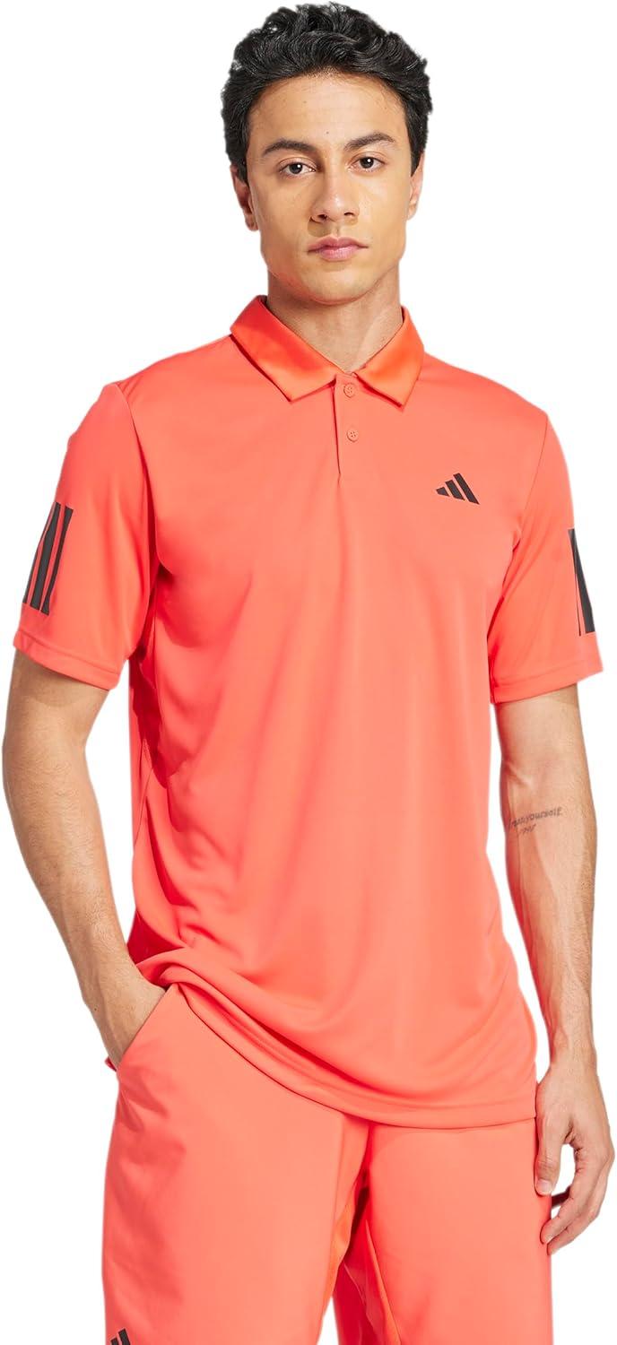 imageadidas Mens Club Tennis Climacool 3Stripes Polo ShirtSemi Lucid Red