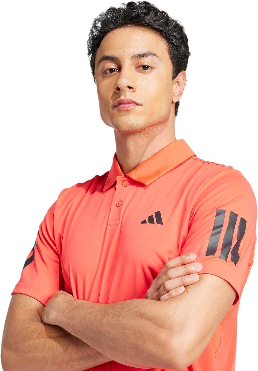 imageadidas Mens Club Tennis Climacool 3Stripes Polo ShirtSemi Lucid Red