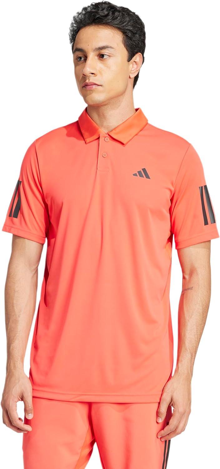 imageadidas Mens Club Tennis Climacool 3Stripes Polo ShirtSemi Lucid Red