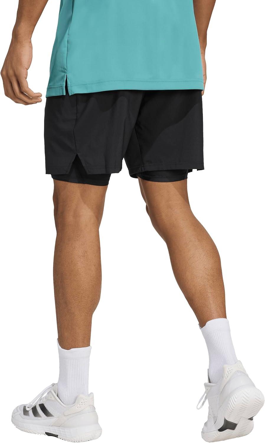 imageadidas Mens Club Tennis Climacool TwoinOne Shorts Black Medium