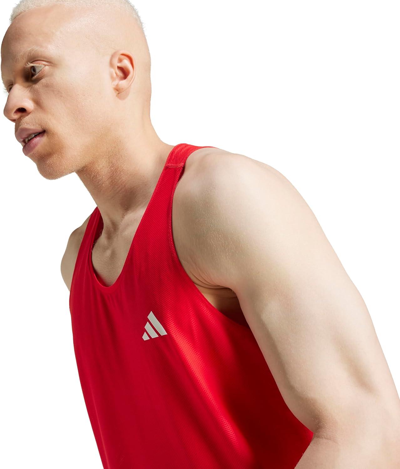 imageadidas Mens Own The Run Tank TopPure Ruby