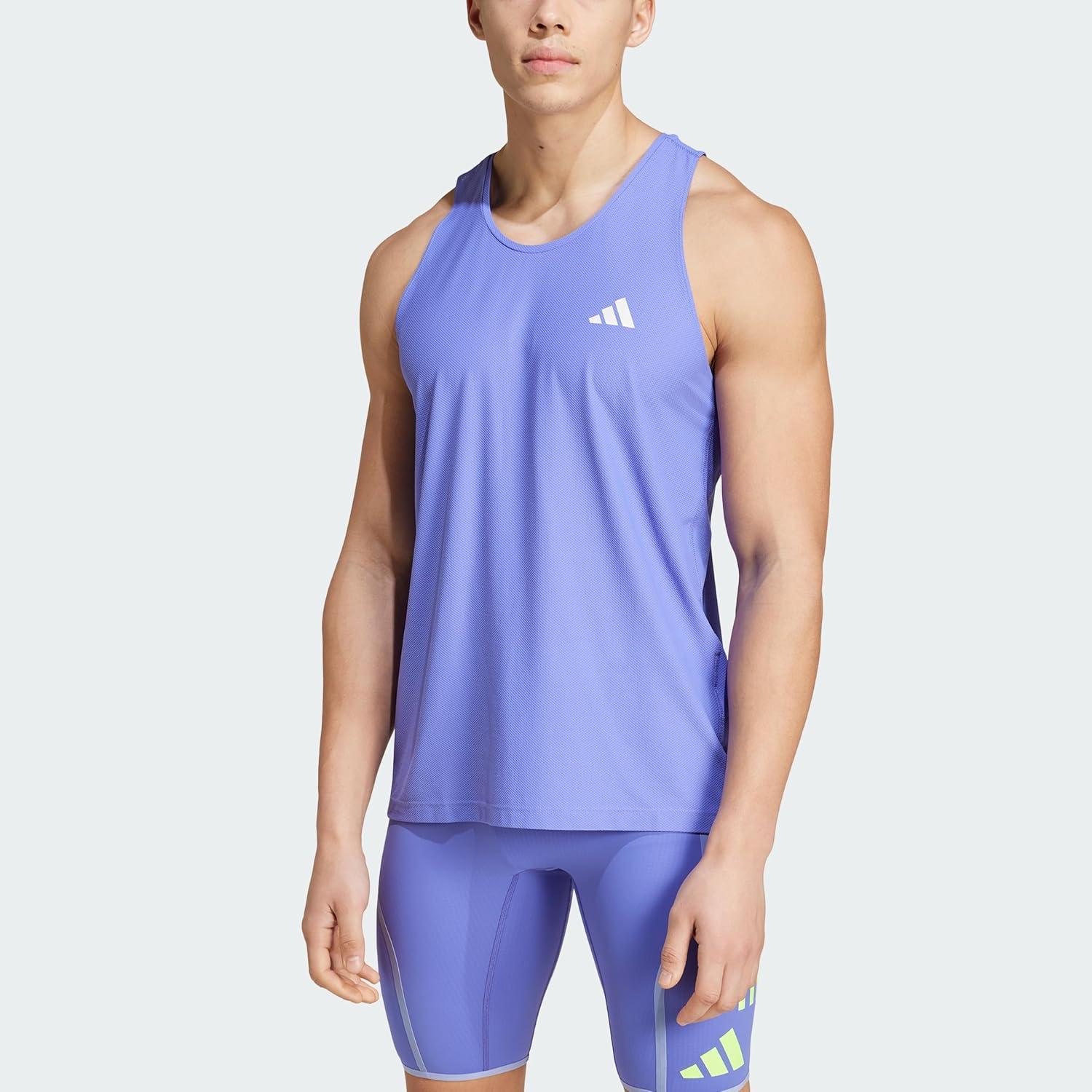 imageadidas Mens Own The Run Tank TopSemi Cobalt Blue