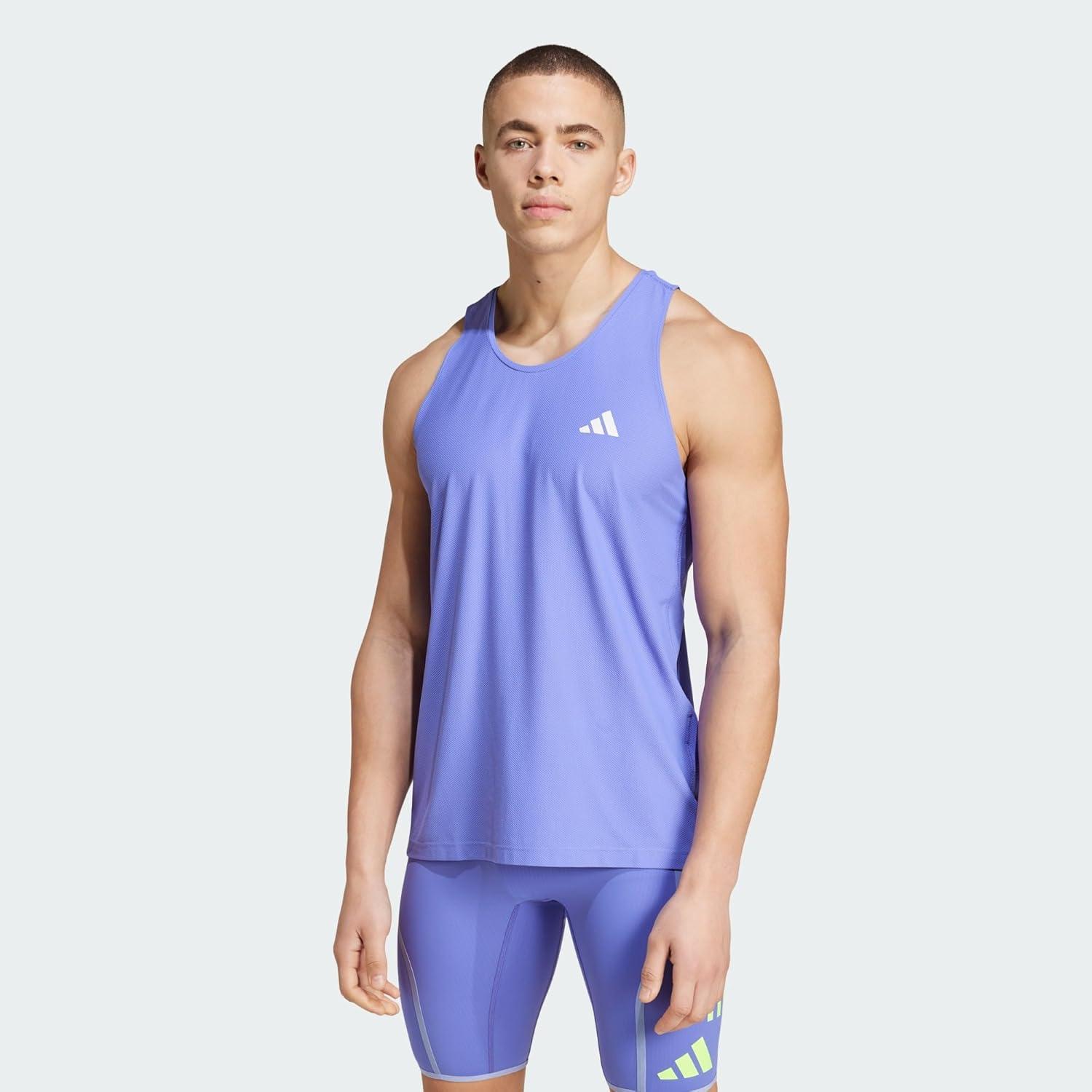 imageadidas Mens Own The Run Tank TopSemi Cobalt Blue