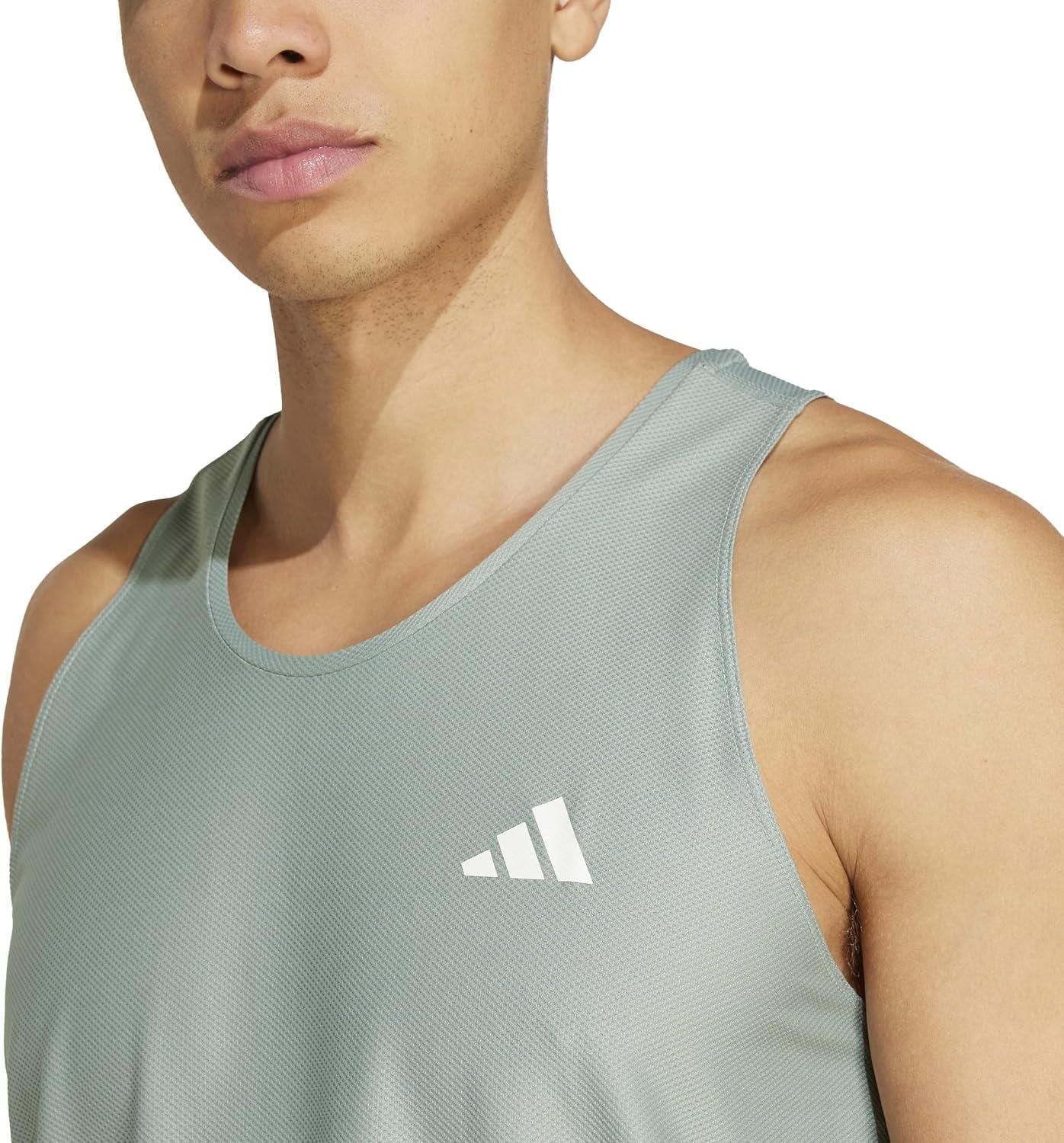 imageadidas Mens Own The Run Tank TopSilver Green
