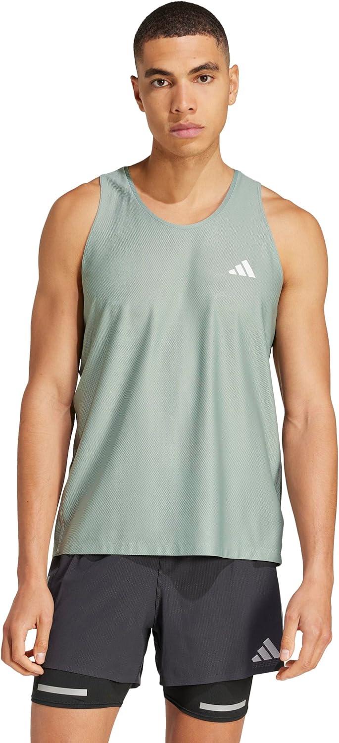 imageadidas Mens Own The Run Tank TopSilver Green