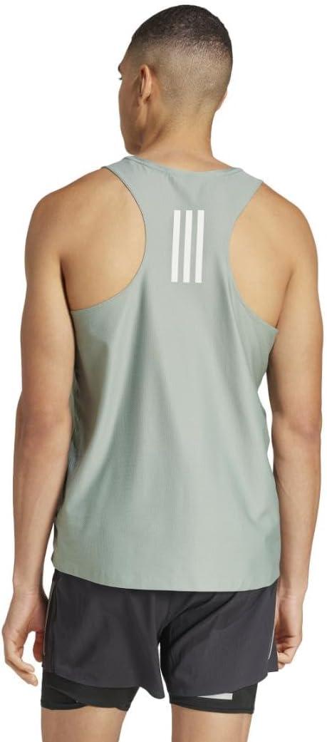 imageadidas Mens Own The Run Tank TopSilver GreenGreen