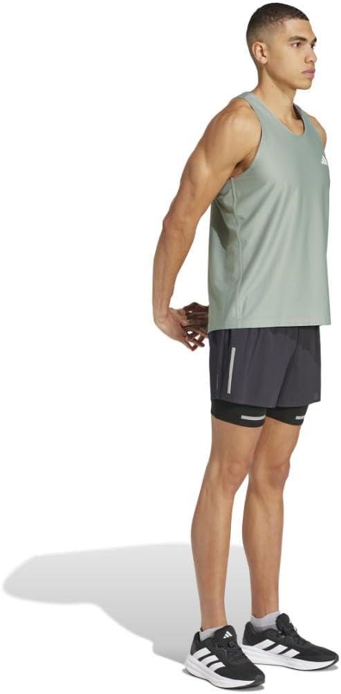 imageadidas Mens Own The Run Tank TopSilver GreenGreen