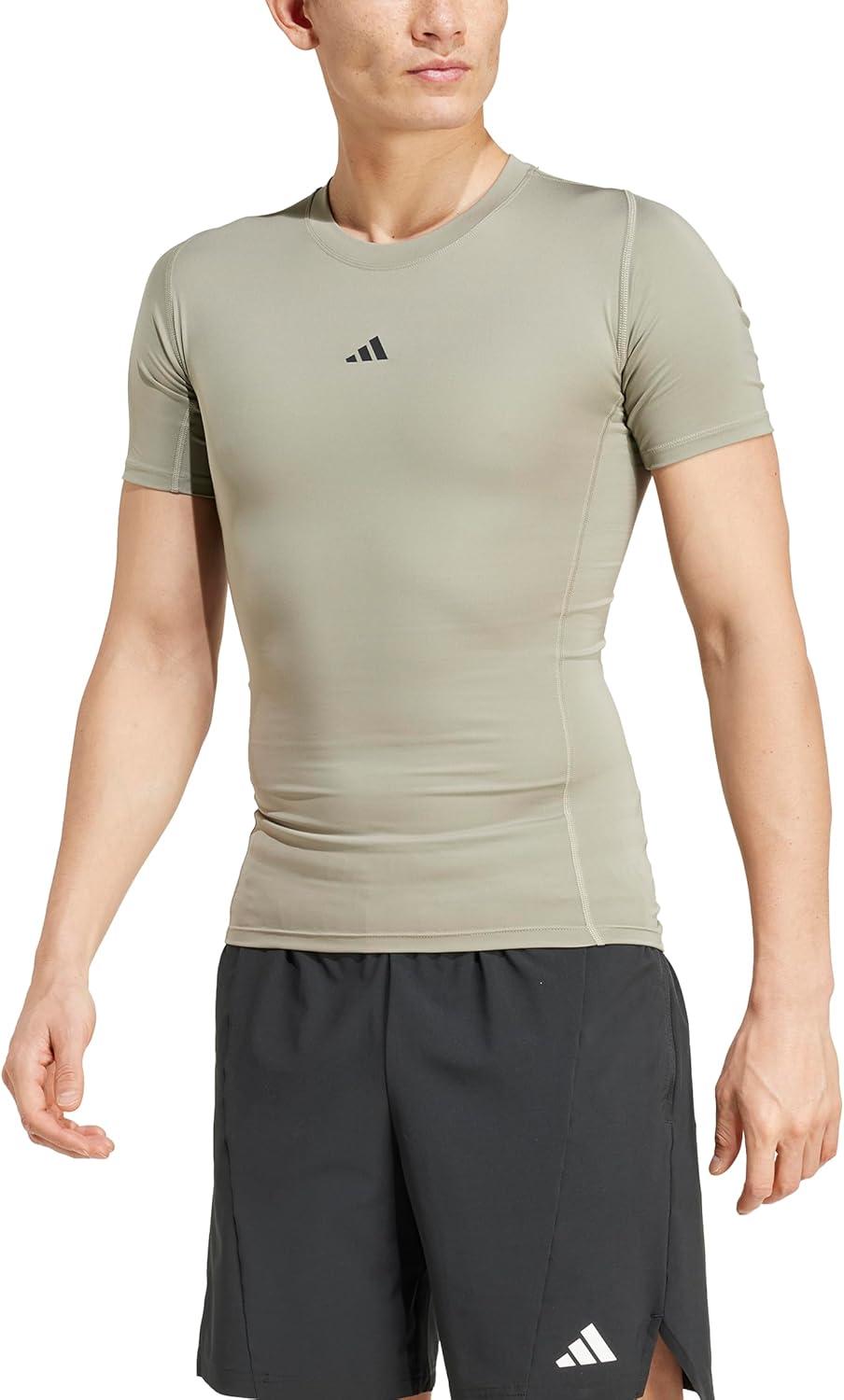 imageadidas Mens Techfit Compression Training TShirtSilver Pebble