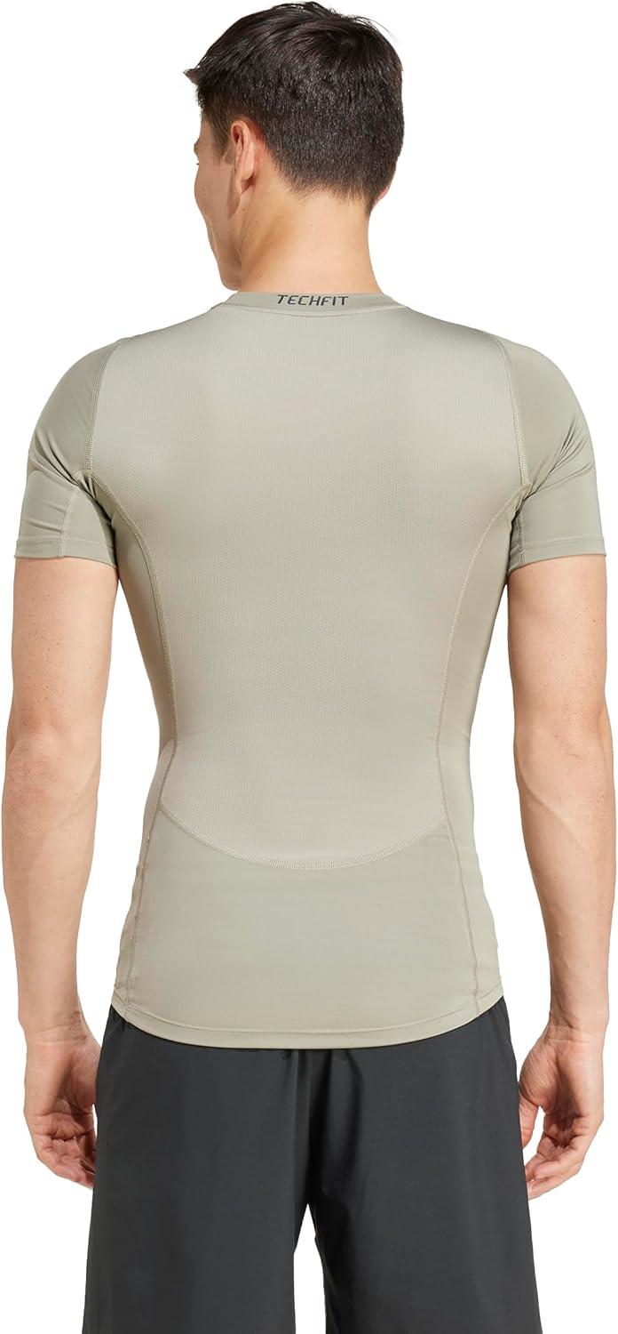 imageadidas Mens Techfit Compression Training TShirtSilver Pebble