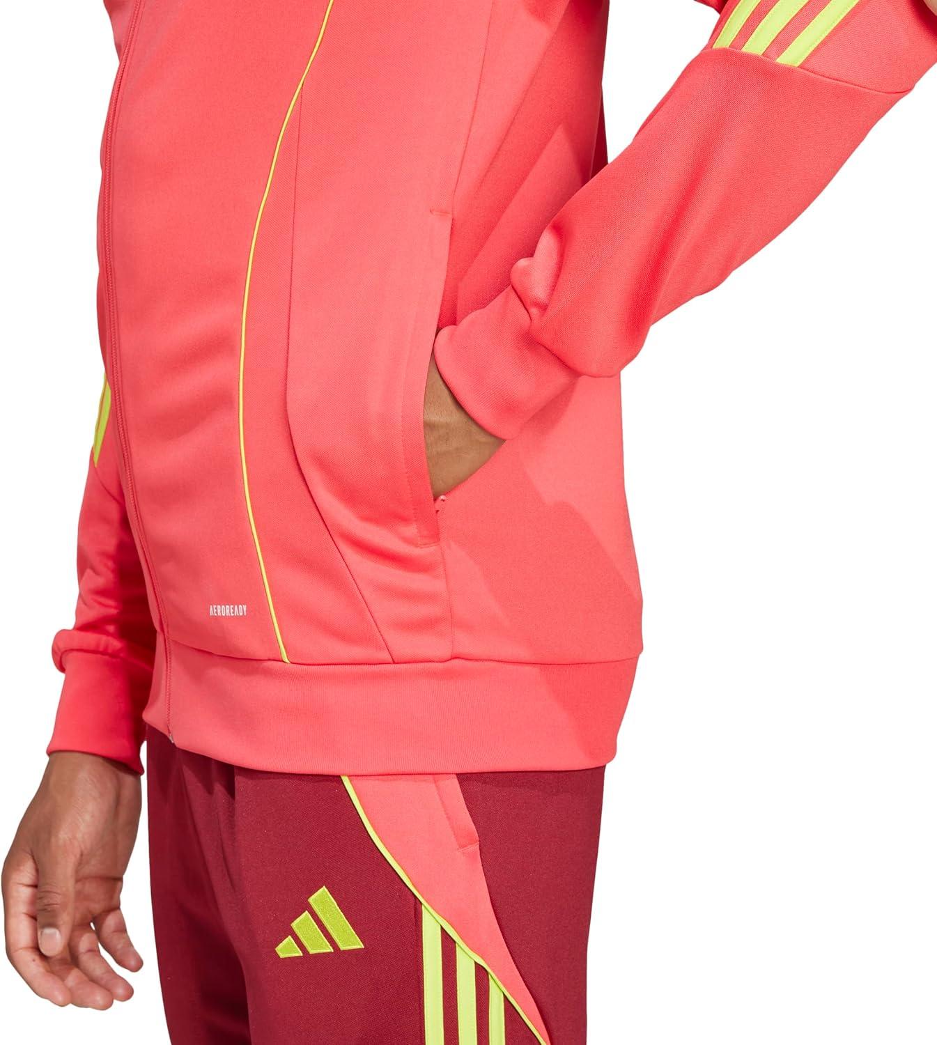 imageadidas Mens Tiro 24 Training JacketCore PinkSemi Solar Yellow