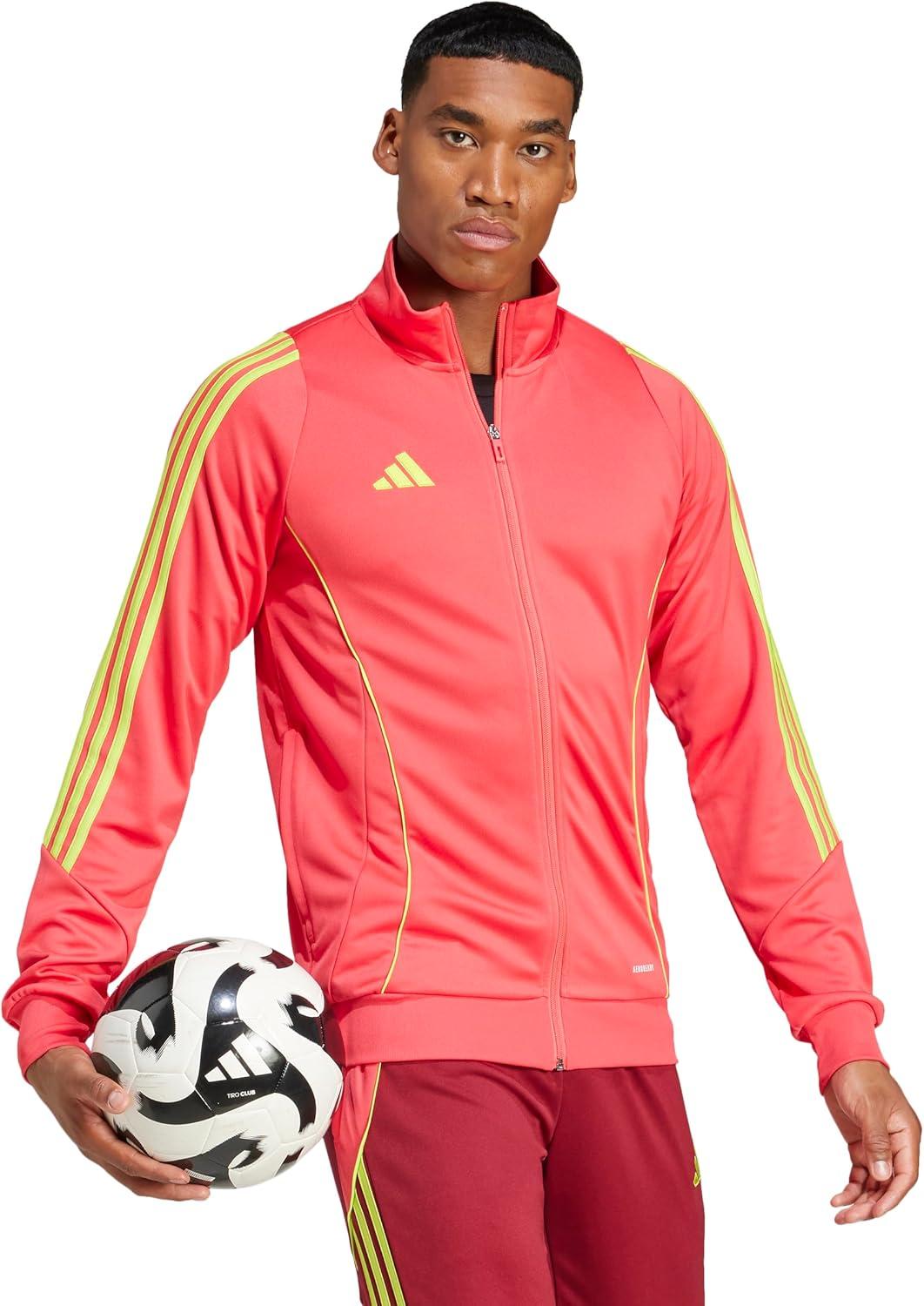 imageadidas Mens Tiro 24 Training JacketCore PinkSemi Solar Yellow