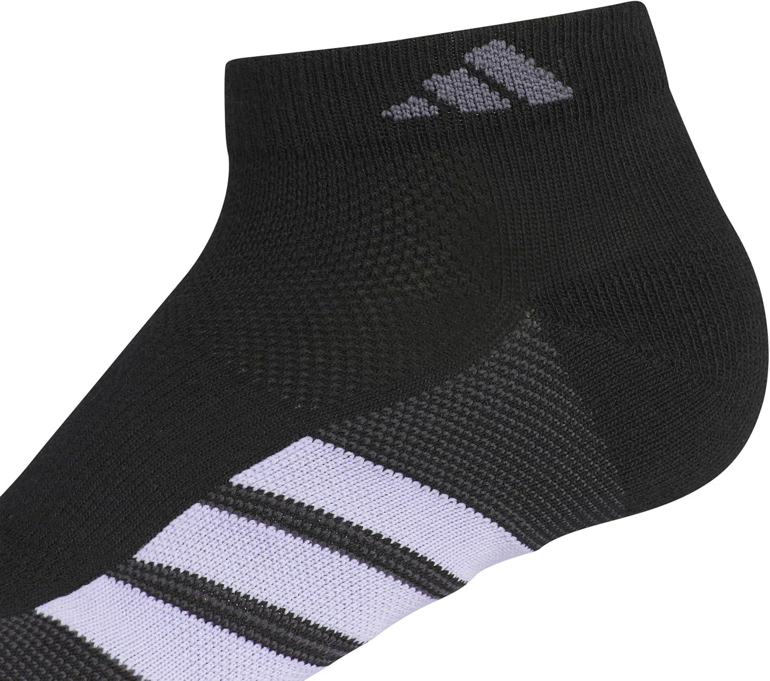 imageadidas Womens All Day Training Low Cut Socks 3Pair athletic performance with targeted cushion for runningBlackViolet Tone PurpleWhite