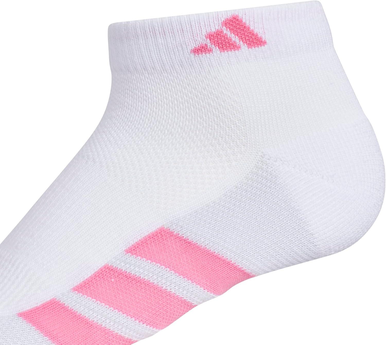 imageadidas Womens All Day Training Low Cut Socks 3Pair athletic performance with targeted cushion for runningWhitePink FusionWonder Alumina Grey