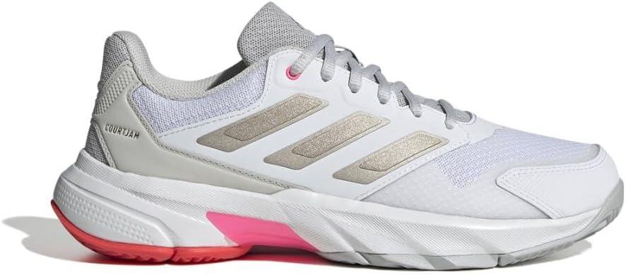 imageadidas Womens Courtjam Control 3 Tennis SneakerWhiteIron MetallicLucid Red