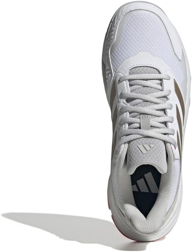 imageadidas Womens Courtjam Control 3 Tennis SneakerWhiteIron MetallicLucid Red